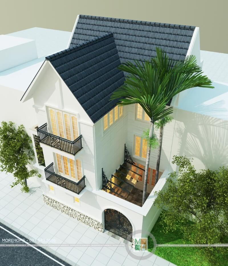 Thiết kế kiến trúc biệt thự 3 tầng việt hưng phong cách hiện đại, loại hình mái thái đẹp tại hà nội thiết kế biệt thự hiện đại
