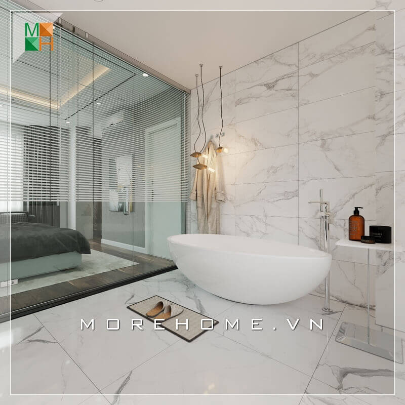 Ấn tượng mẫu phòng ngủ đẹp hiện đại thiết kế mở có phòng tắm kết hợp nhà vệ sinh sang trọng cho nhà phố, biệt thự, chung cư. thiết kế biệt thự hiện đại